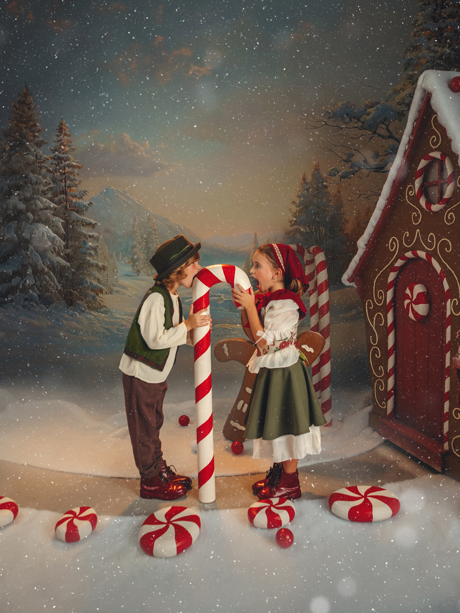 Hermanos con galletas de jengibre